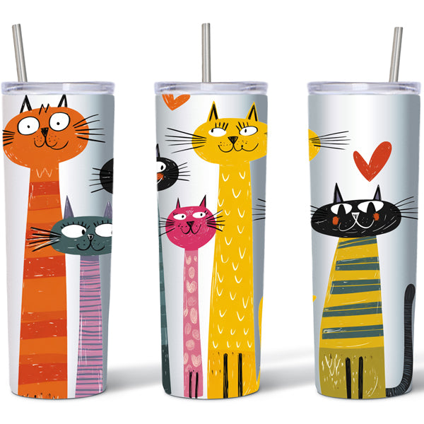 20oz Skinny Tumbler-Cats