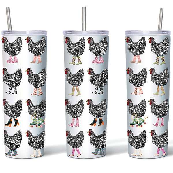 20oz Skinny Tumbler-Hens-Chickens-Boots