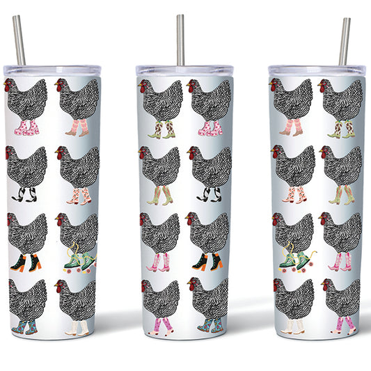 20oz Skinny Tumbler-Hens-Chickens-Boots