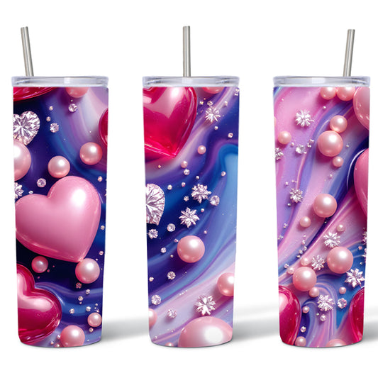 20oz Skinny Tumbler-Pearls and Diamonds