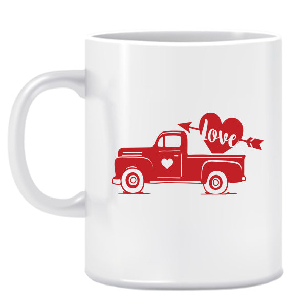 Red Love Truck-Valentine-Ceramic Mug