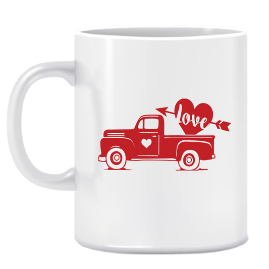 Red Love Truck-Valentine-Ceramic Mug