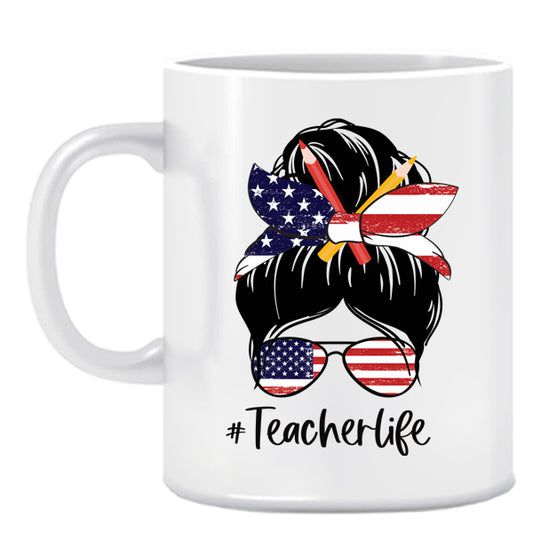 Teacher Life-USA Flag-Ceramic Mug